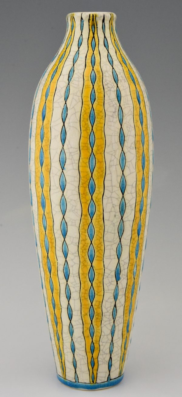 Art Deco vazen paar geel, wit en blauw