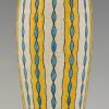 Paire Art Deco vases céramique jaune, bleu et blanc