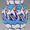 Grosse Art Deco Vase Keramik fliegende Pelikane