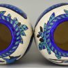 Pair Art Deco craquelé ceramic vases with blue deer