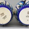 Pair Art Deco craquelé ceramic vases with blue deer