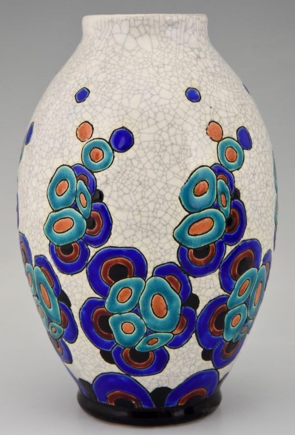Art Deco Vasen in Keramik mit stilisierten Blumen