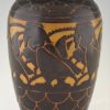 Art Deco vase ceramique decor d’oiseaux stylisés.