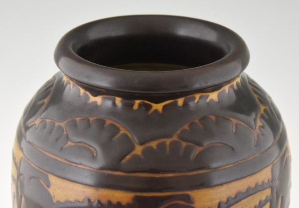 Art Deco ceramic vase with stylized birds.