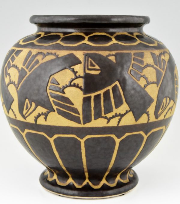 Art Deco vase with birds.