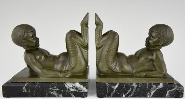 Art Deco bookends with baby satyrs