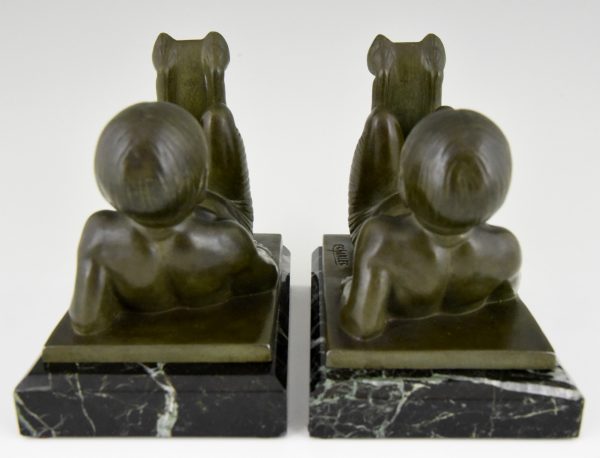 Art Deco bookends with baby satyrs