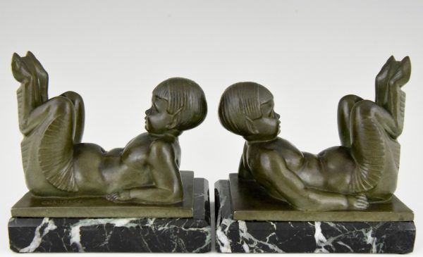 Art Deco bookends with baby satyrs