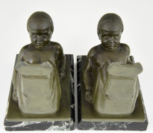 Art Deco bookends with baby satyrs