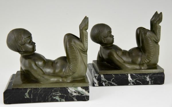 Art Deco bookends with baby satyrs