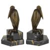 Art Deco bronze bookends with marabou stork birds.
