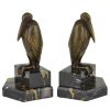 Art Deco bronzen boekensteunen met marabous