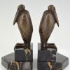 Art Deco Buchstütze Bronze Marabu