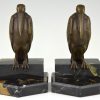 Art Deco bronze bookends with marabou stork birds.