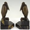 Art Deco bronzen boekensteunen met marabous