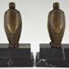 Art Deco serre livres en bronze marabout