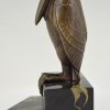 Art Deco bronze bookends with marabou stork birds.