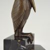 Art Deco bronze bookends with marabou stork birds.