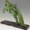 Art Deco Skulptur Frauenakt Reiter und Pferd Aufzucht