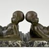 French Art Deco bookends with lying satyrs