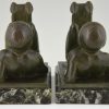 French Art Deco bookends with lying satyrs