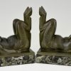 French Art Deco bookends with lying satyrs