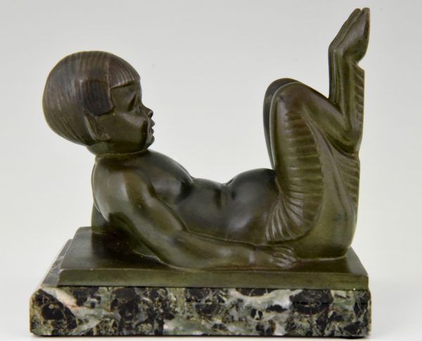 French Art Deco bookends with lying satyrs