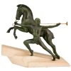 Art Deco sculptuur man met trompet en paard