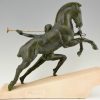 L’appel sculpture Art Deco homme à la trompette et cheval