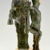 Art Deco sculptuur man met trompet en paard