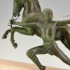 Art Deco sculptuur man met trompet en paard