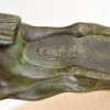 Art Deco sculptuur man met trompet en paard