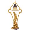 Art Nouveau gilt bronze lamp with lady and cupid