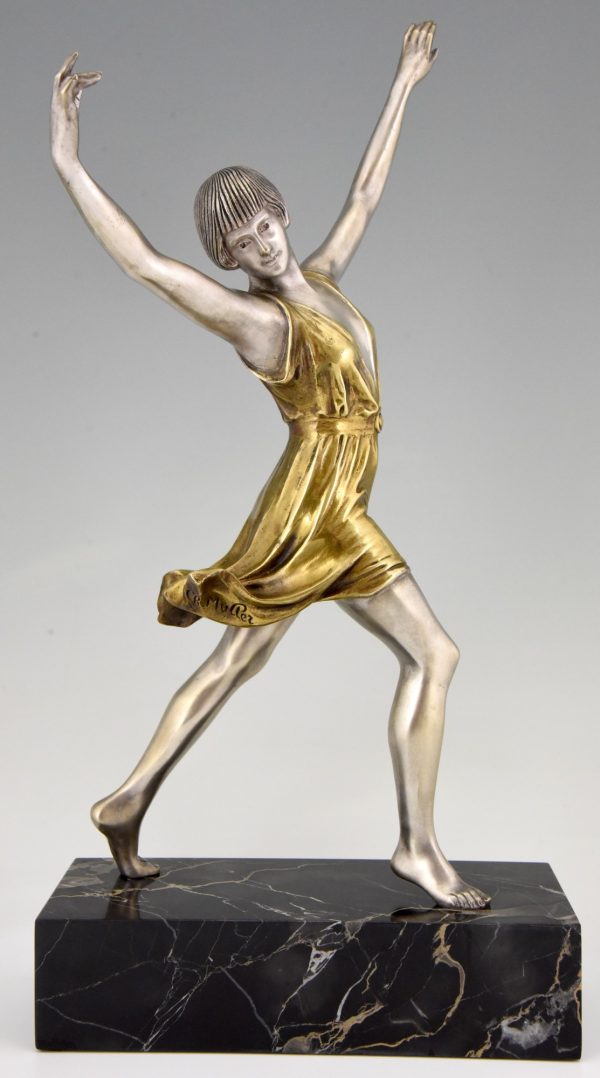 Art Deco bronze sculpture of a dancer