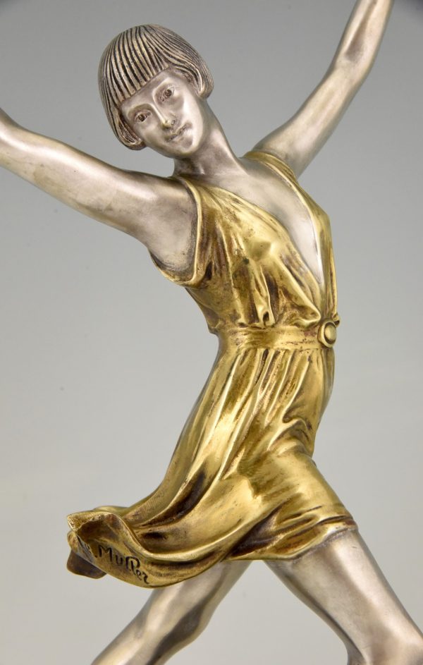 Art Deco bronze sculpture of a dancer