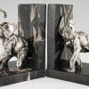 Art Deco bronze serre livres éléphants