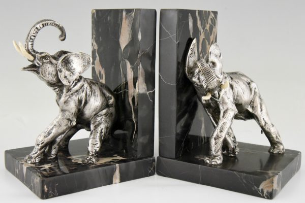 Art Deco bronze elephant bookends
