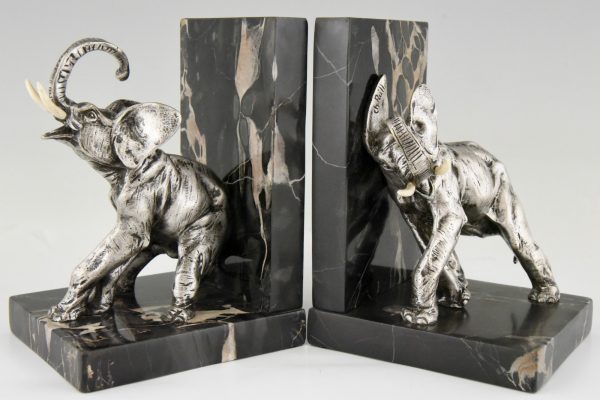 Art Deco bronze serre livres éléphants