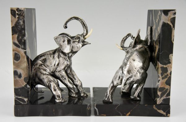 Art Deco bronze elephant bookends