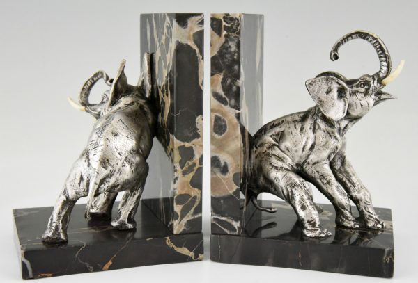 Art Deco bronze elephant bookends