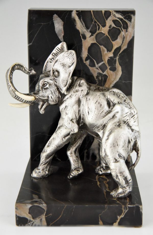 Art Deco bronze elephant bookends