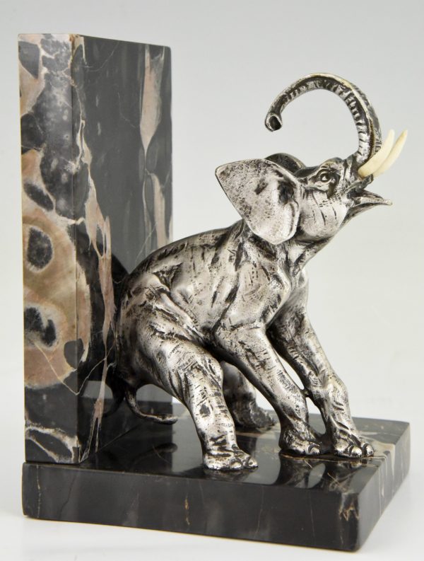 Art Deco bronze serre livres éléphants