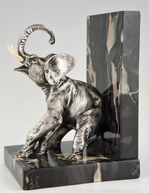 Art Deco bronze elephant bookends