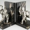 Art Deco bronze serre livres éléphants