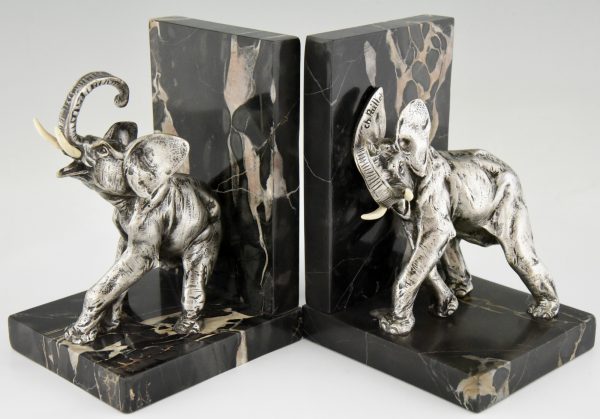 Art Deco bronze serre livres éléphants