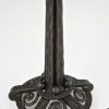 Art Deco wrought iron and glass table lamp.