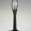 Art Deco Lampe Smiedeeisen und Glass