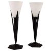 Pair of Art Deco table lamps glass and wrought iron