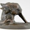 Art Deco bronze sculpture of a cat.