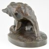Art Deco bronze sculpture of a cat.